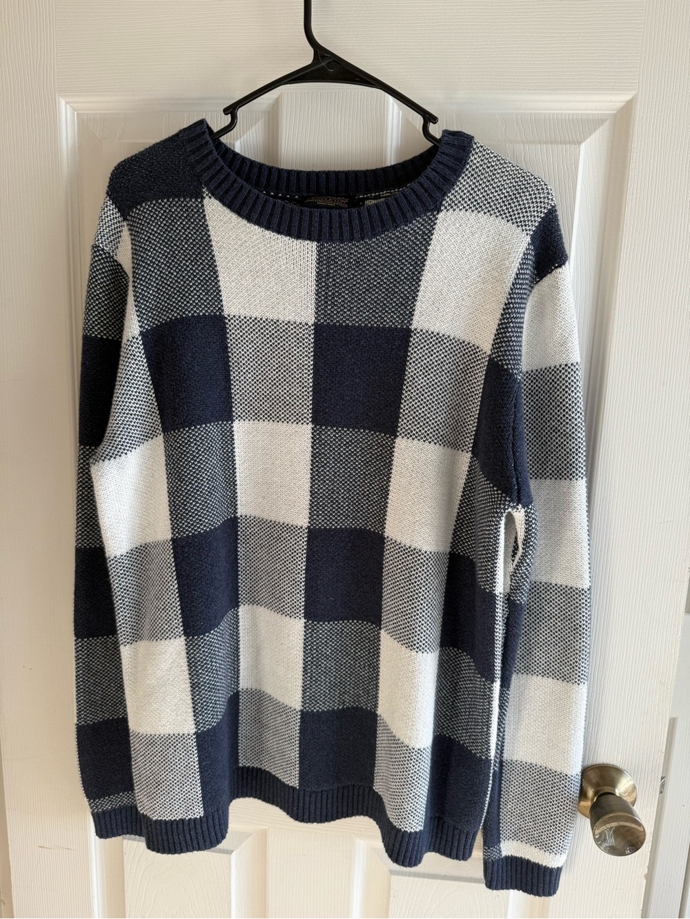 Pendleton Navy and White Buffalo Check Crewneck Sweater